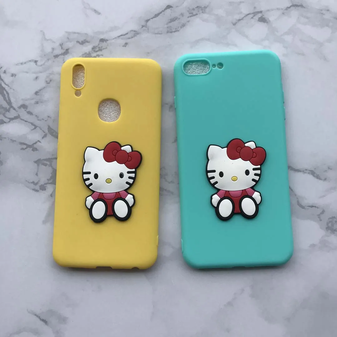 Карамельный цвет чехол с DIV 3D рисунок Hello Kitty патч для Oneplus 5 6 милый мультфильм