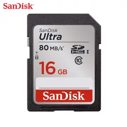 SanDisk SD карта карты памяти Ultra Class10 SD C10 UHS-I 80 МБ/с./с. узнать скорость для камера видеокамера 16 Гб