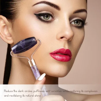 

Jade Roller Double Head Purple Roller Natural Amethyst Stone Face Massager Eye Face Neck Facial Slimming Beauty Health Care Tool