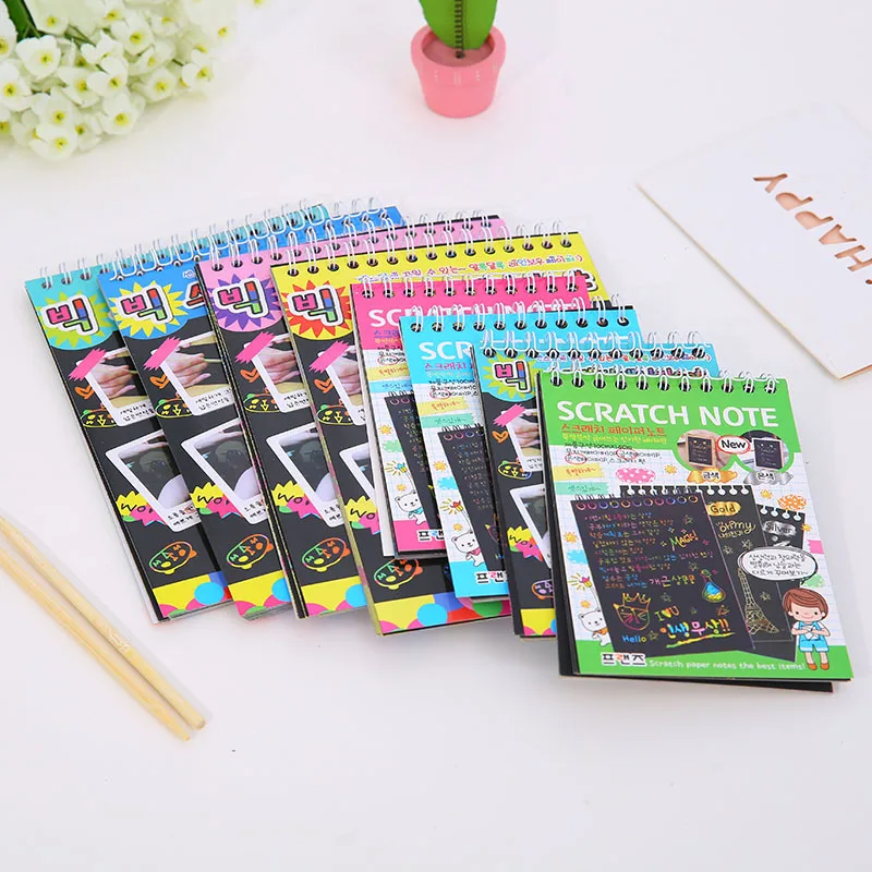

Drawing Board Drawing Toys With Magic Drawing Stick Children Colorful Write Painting Paper Scraping Book Education Toys
