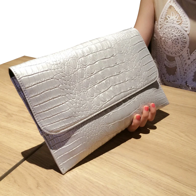 

2018 Women Clutch Bags Vintage Leather Crocodile Pattern Envelope Shoulder Ladies Small Messenger Handbag Female Gift