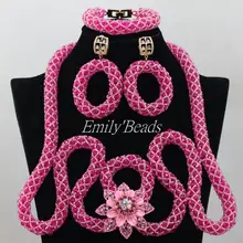 Уникальный комплект украшений в африканском стиле комплект индийское ожерелье для невесты, комплект из туфлей в нигерийском стиле свадебные хрустальные бусины комплект ювелирных изделий AIJ294