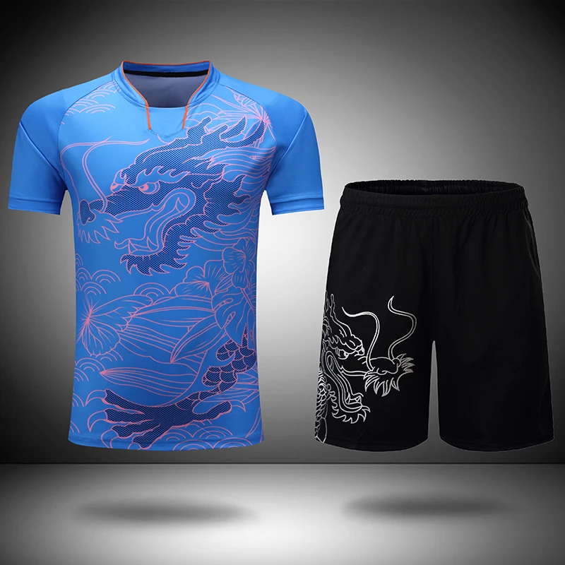 Китайские наборы для настольного тенниса с бесплатной печатью для мужчин и женщин, одежда для пинг-понга, одежда для сухого и прохладного настольного тенниса, костюмы для настольного тенниса - Цвет: Man one set