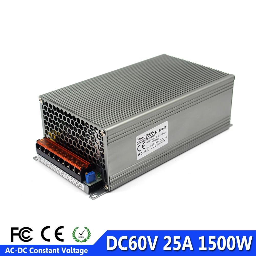

New model 60V 25A 1500W Switching Power Supply Driver AC 110v 220v Input to DC60V SMPS For CNC Router Mechanical Equipment Motor