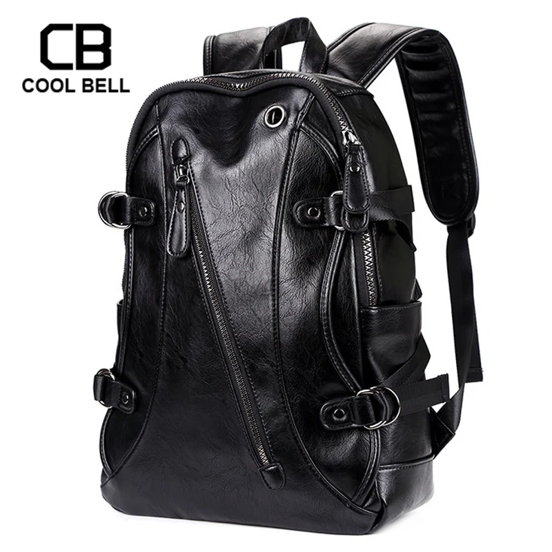 

Men Backpack PU Leather Casual Waterproof Backpack Men Sports Travel Bag 15.6 inches Laptop Backpack Students School Backpack