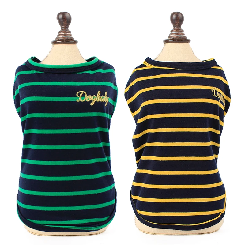 

Fashion Striped Dog Clothes Breathable Cotton Puppy Summer Clothing T Shirt Elastic Loose Small Pet Cat Dogs Vest M-2XL