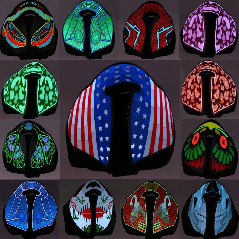 

Halloween LED Light Voice Control Flashing Cosplay LED MASK Costume Anonymous Funny Mask for Glowing dance Carnival Party Masks