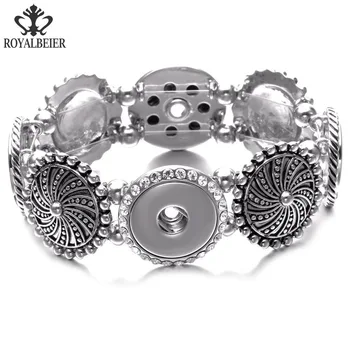 

RoyalBeier 5pcs Spiral Shield Shape Snap Bracelet 20mm Fit 18mm Snap Button Charms 20mm Snap Bracelet Snap Jewelry SZ0482