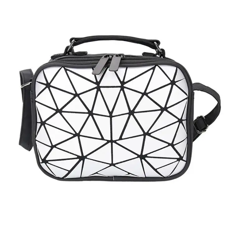 MAGICYZ женские лазерные светящиеся сумки маленькие сумки через плечо для женщин сумка на плечо геометрическая Клетчатая Мужская Сумка женская кожаная сумочка - Цвет: White triangle