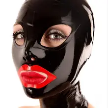 Секс латекс капот маска черный латекс капот резиновый Gummi унисекс для женщин и мужчин Фетиш маска открытые глаза рот и ноздри