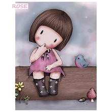 

5D DIY Diamond Painting Embroidery Girl Cartoon Mosaic Picture Full Square Drill Stick Cross Embroidery Drill Home Decor F408