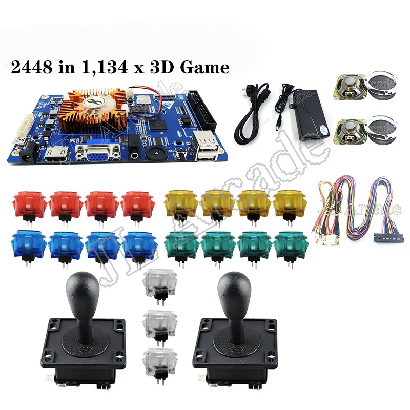 

134 x 3D Games Arcade Game Machine Board 2448 in 1 Multi Games PCB Motherboard,American joystick, power, button, speaker