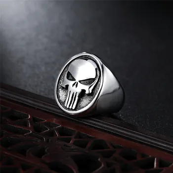 

316L Stainless Steel men ring the Punisher skull ring punk biker fashion jewelry HF694