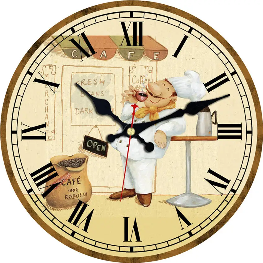 WONZOM абстрактные настенные часы с курицей, бесшумные декоративные деревянные картонные настенные часы для гостиной, настенные часы с арабскими цифрами - Цвет: Cook Wall Clock 12