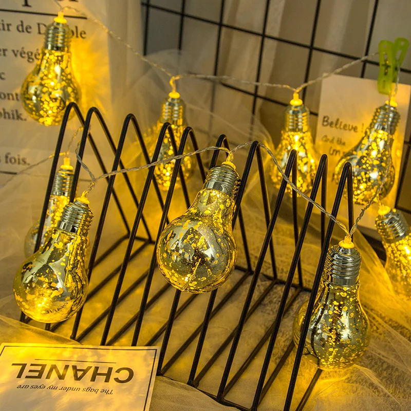 20Led Silver Plating Edison Bulb Battery Operation String Lights
