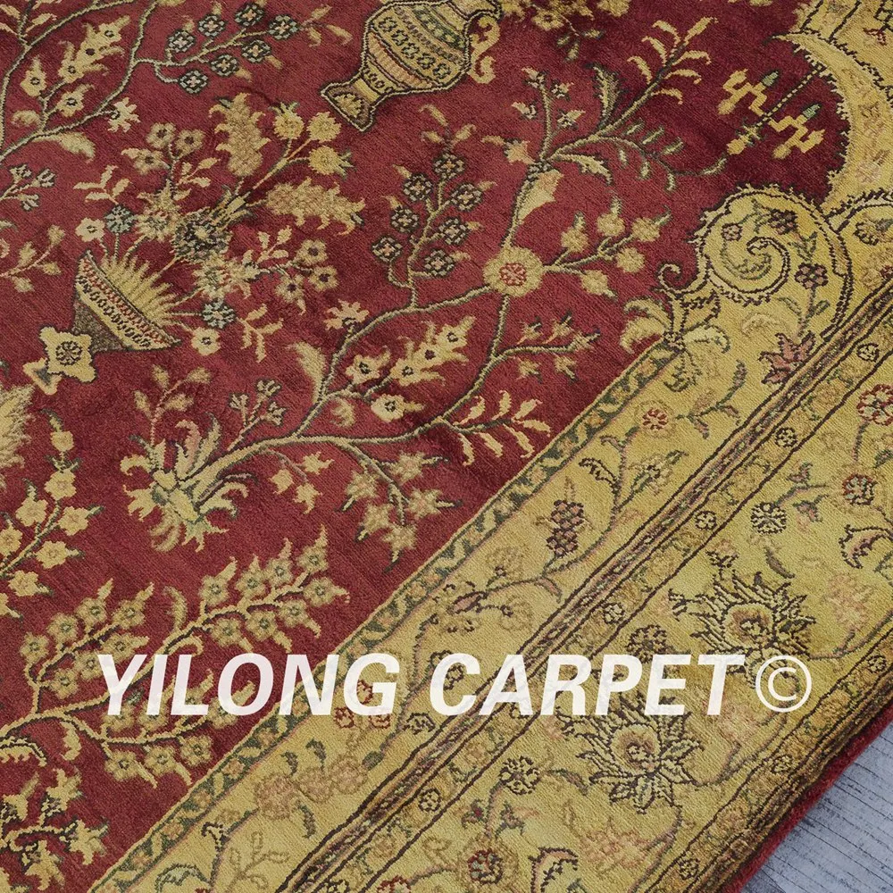 Yilong 4'x6' ручной работы Тебризе красный ковер Vantage Античная ковры ручной работы(YHW55GAB4x6