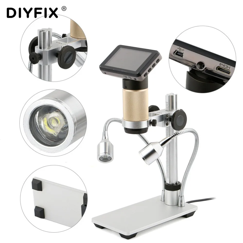  DIYFIX 10-300X USB Microscope HDMI Microscope Long Object Distance Digital for Mobile Phone BGA SMT