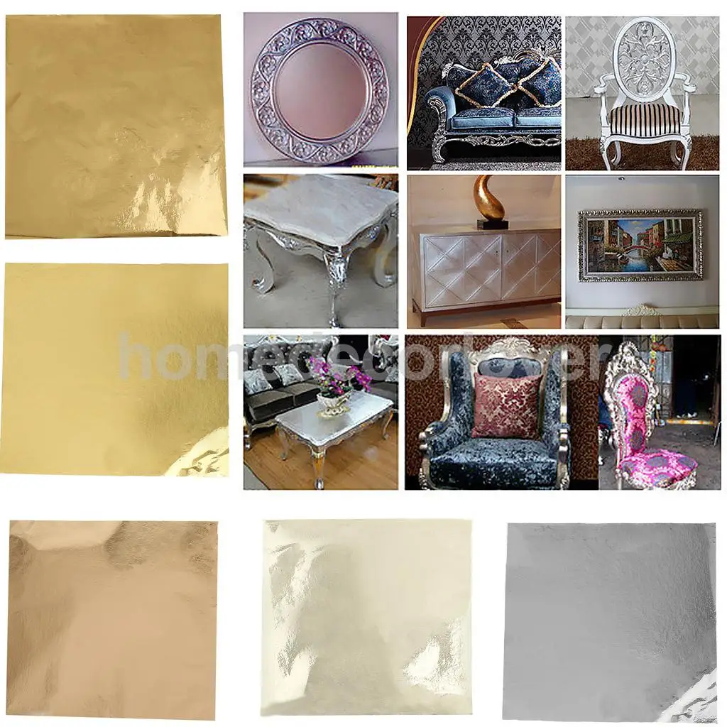 

500pcs Silver Gold Leaf Sheets Leaves Sheets Gilding Art DIY Crafts for Wall Decor 14x14cm