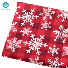 Красная клетчатая белая Снежинка Рождественская хлопчатобумажная ткань для квилтинга DIY Сумочка ручной пошив Рождественская декоративная ткань