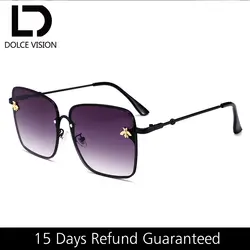 Dolce vision Винтаж оправы солнцезащитных очков Для женщин градиентные оттенки очки UV400 сплав брендовые дизайнерские солнцезащитные очки для