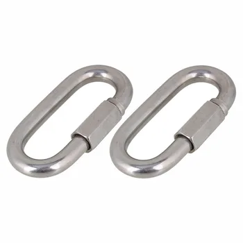 

2Pcs Multifunctional 304 Stainless Steel Carabiner Quick Oval Screwlock Link Lock Ring Hook M12