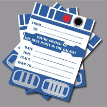 14 шт./лот пользовательские R2-D2 день рожденья для мальчиков Приглашения BABY SHOWER предлагает на день рождения поставщик праздничных украшений