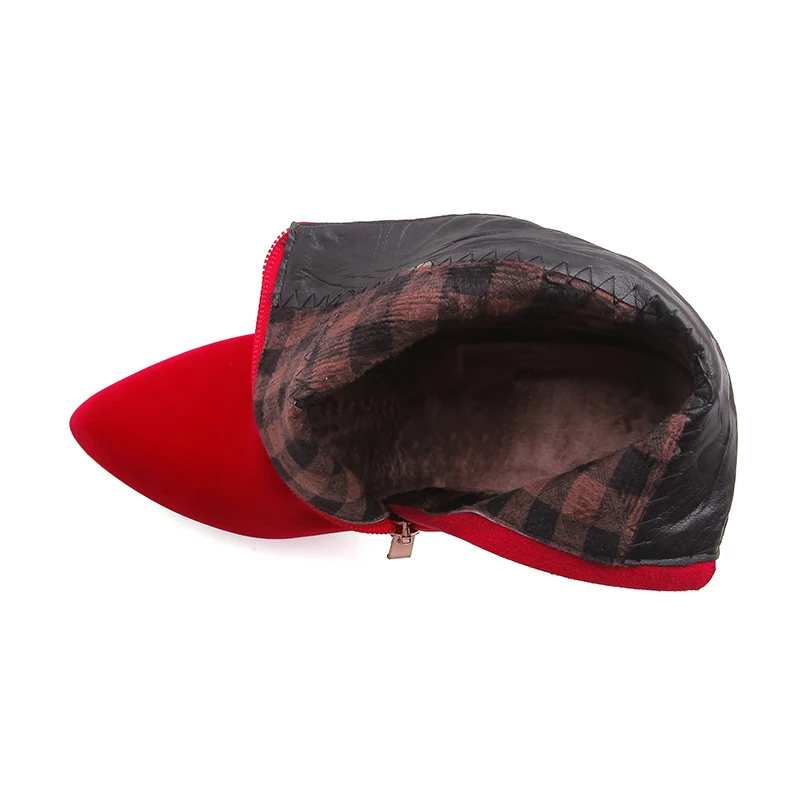 Женские ботильоны из флока с круглым носком на высоком каблуке Размеры 33