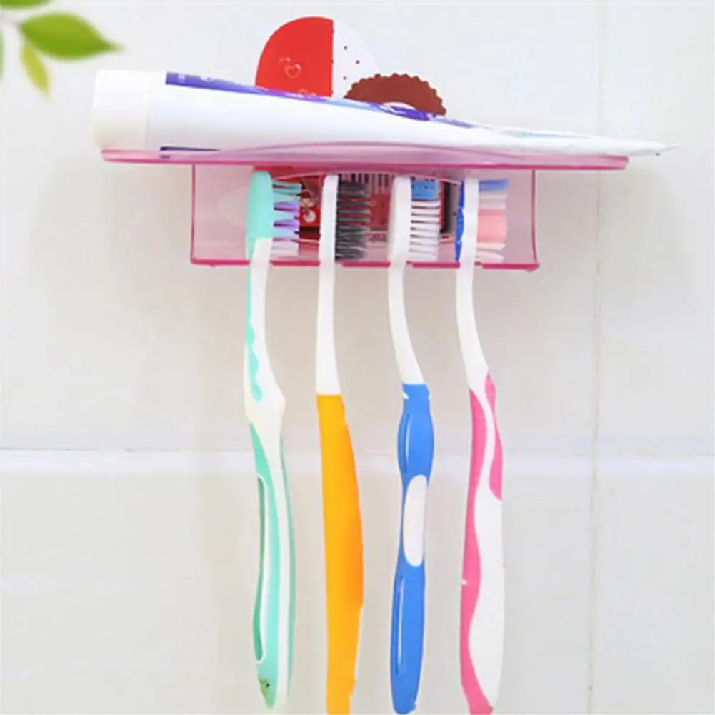 

Comb Tooth Shaped Sticky Traceless Multifunctional Bathroom Storage Holder Toothpaste Toothbrush Holder In Random Color