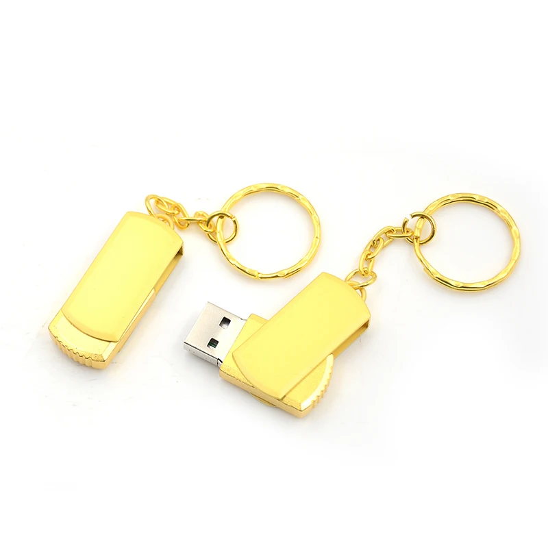 1 шт. цвета: золотистый, Цвет металлический Usb 2,0 флеш-накопитель Usb флеш-накопитель Флешка 1/2/4/8/16/32 ГБ с кольцом для ключей