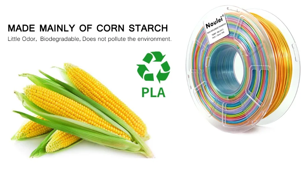 Noulei 3d принтер нить шелковая Радужная шелковистая с богатым блеском pla нить 1,75 мм 1 кг многоцветный ramdon печатные материалы