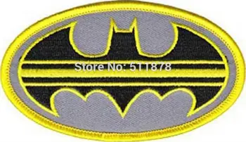 

4" Batman Shield Black Yellow Gray DC Comics Movie TV Series Costume Embroidered iron on patch Tshirt TRANSFER MOTIF APPLIQUE