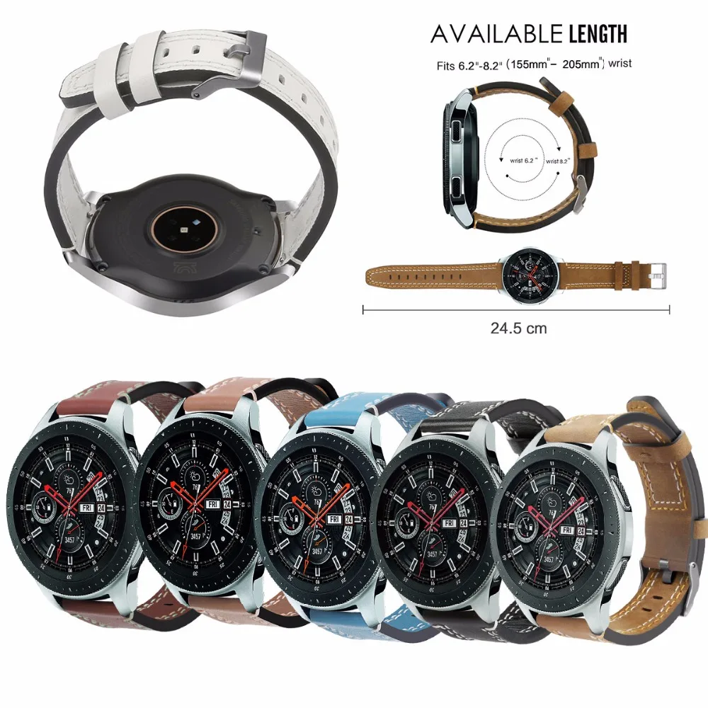 BOX-W For Galaxy Watch 46mm Bands 22MM Genuine Leather Strap Replacement Band for Samsung | Электроника