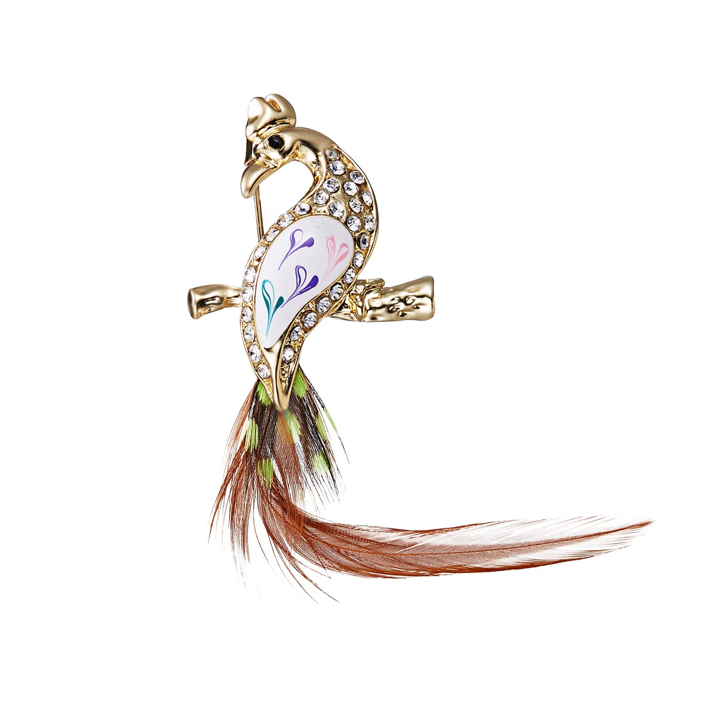 

Rinhoo Rhinestone Peacock Brooches for Women Fashion Feather Brooch Pin Cute Bird Broches Accessories New Year Gift 2018