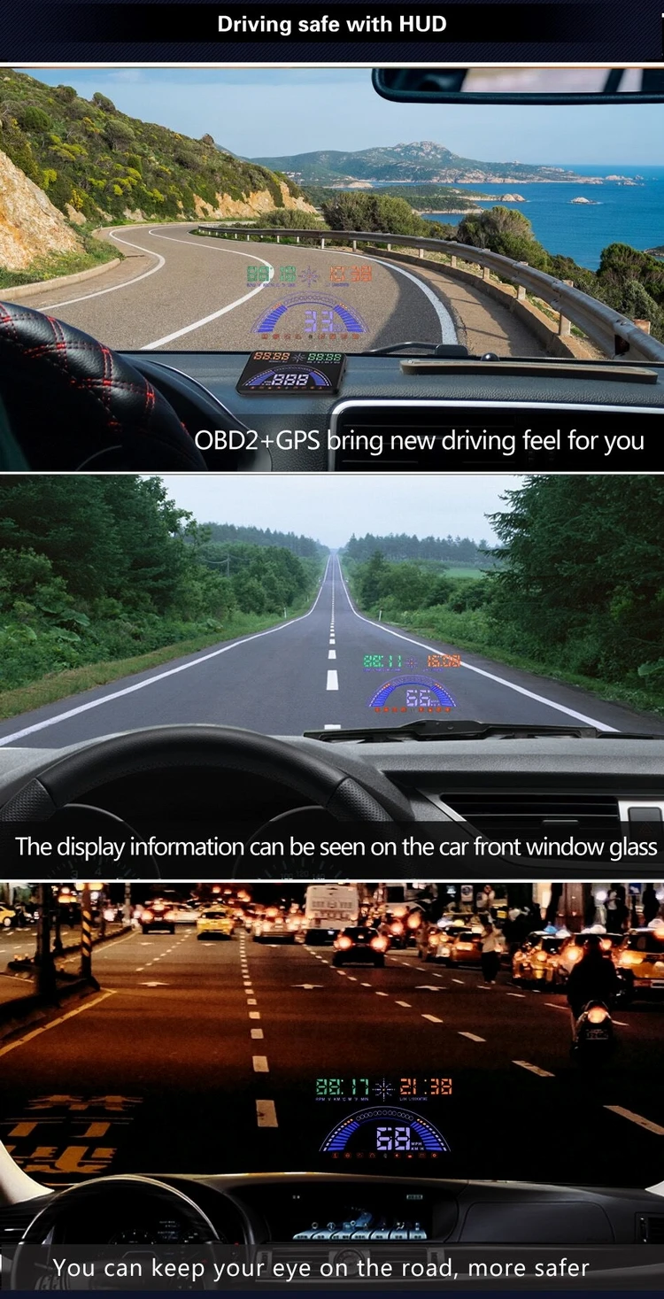Gps Автомобильный спидометр+ OBD2 дисплей 5,8 дюймов авто HUD лобовое стекло проектор автомобиля превышение скорости Предупреждение данных диагностический инструмент