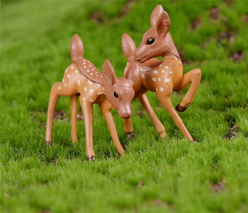 

Little deer couple Micro Landscape Miniature Craft Home Garden Bonsai Decorations Miniatures Gift DIY resin crafts ornaments