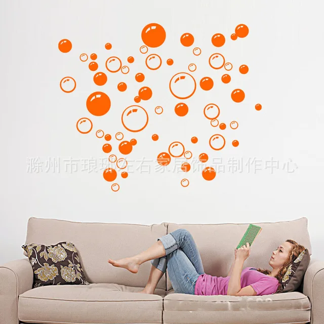 6 Colors Modern Circle Bubble Pattern Bathroom Wall Stickers Home