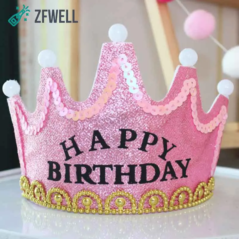Блестящая светящаяся Корона ZFWELL для дня рождения детская шапка корона вечеринки