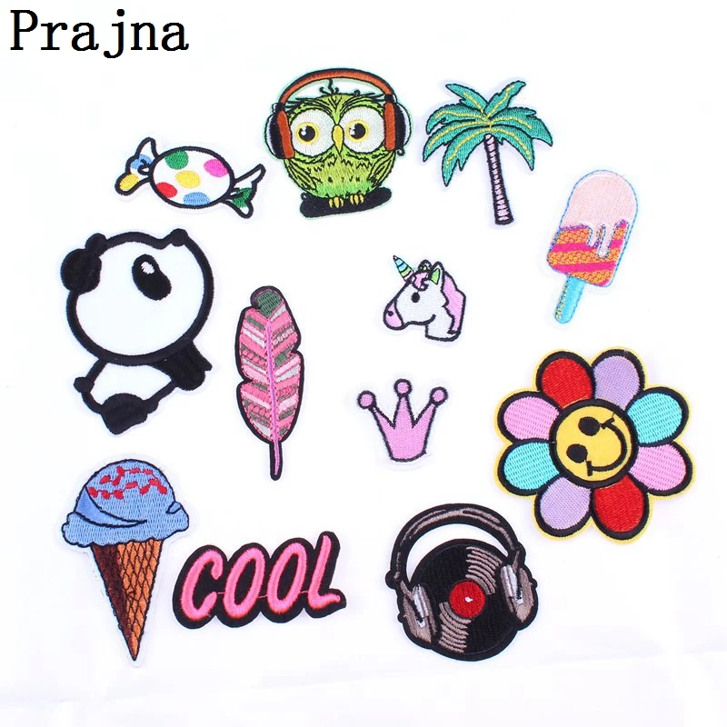 

Prajna Anime Panda Letter Music Patch Cheap Embroidered Sew Iron On Cartoon Patches For Clothes Fabric Patch Badge DIY Applique