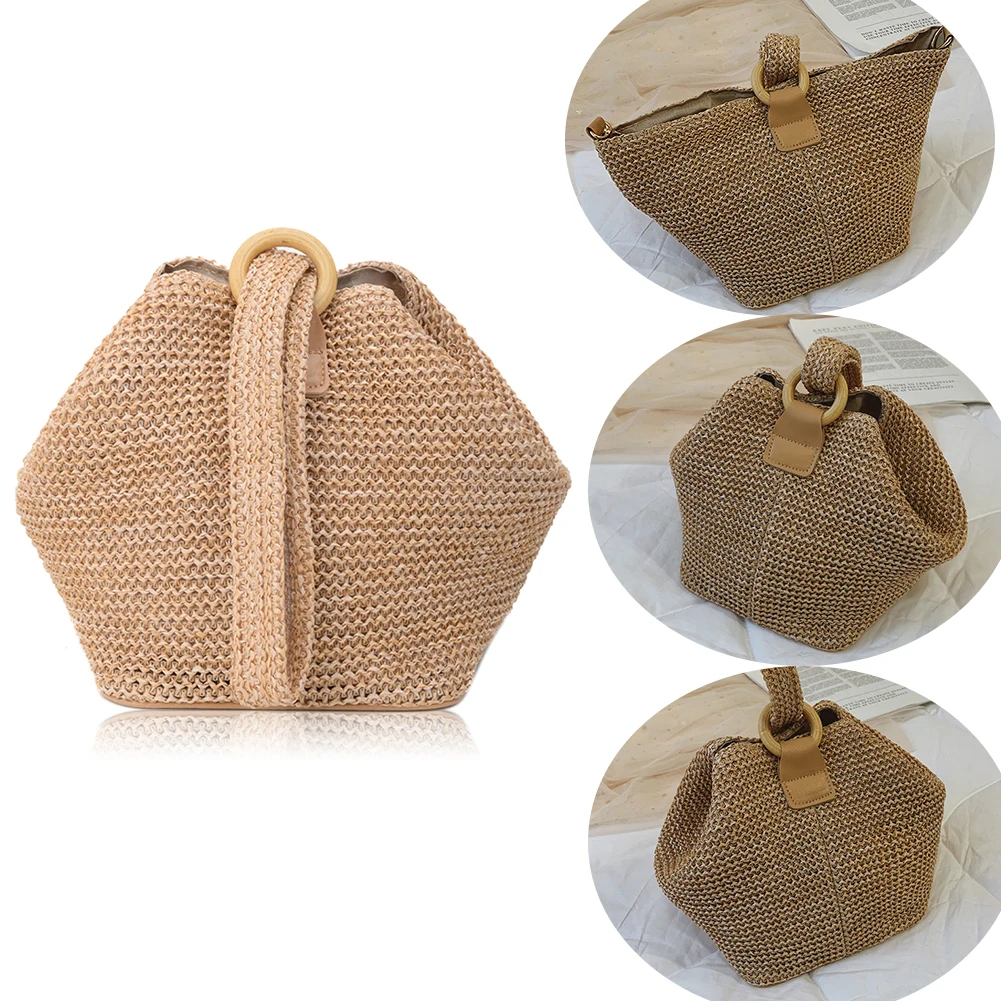 

Handmade Beach Crossbody Solid Casual Hasp All Match Shoulder Fashion Flap Women Handbag Vintage Lock Straw