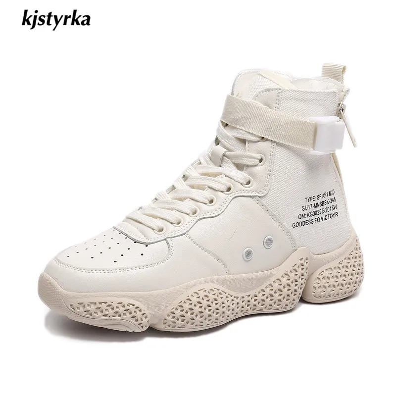 

Kjstyrka 2018 Zapatillas Mujer fashion high quality breathable comfortable Woman Sneakers high top increasing espadrilles