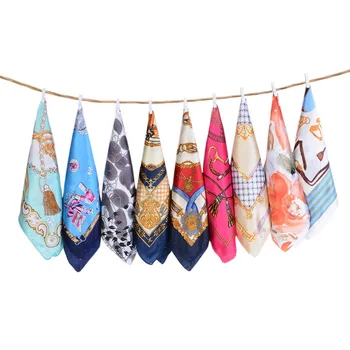 

NIBESSER 50*50cm Silk Scarf Small Squares Head Scarf Women Printed Cartoon Decorative Scarf Bag Decorative Scarves 2018 Spring