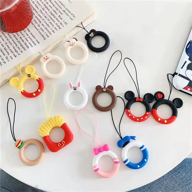 para La Caja del Tel/éfono M/óvil Divertido Lindo Dinosaurio Correa De Anillo De Dedo De Silicona De Dibujos Animados Llavero Cadena Cord/ón Accesorios Estilo 4