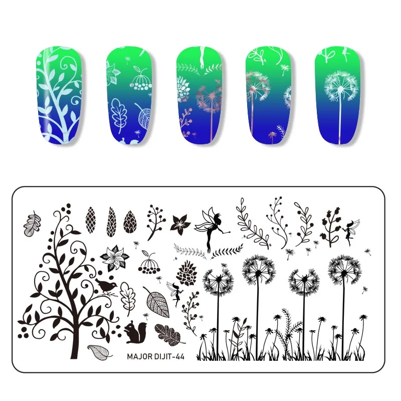 20 дизайн ногтей штамповки пластины весенний цветок шаблон для ногтей подводный мир штамп дизайн ногтей штамп шаблон изображения - Цвет: Major Dijit 44