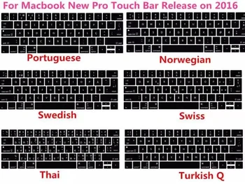 

Keyboard Cover Skin Silicone 3pcs Arabic Italian Turkish French Hebrew for Macbook 2017/2018 Pro 13" A1706 15"A1707 Touchbar