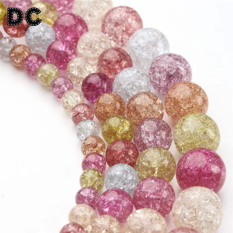 

DC 1 Strand Mixed Round Crystal Pop Beads 6/8/10/12mm Loose Spacer Beads Ball for Jewelry Making Findings Accessories