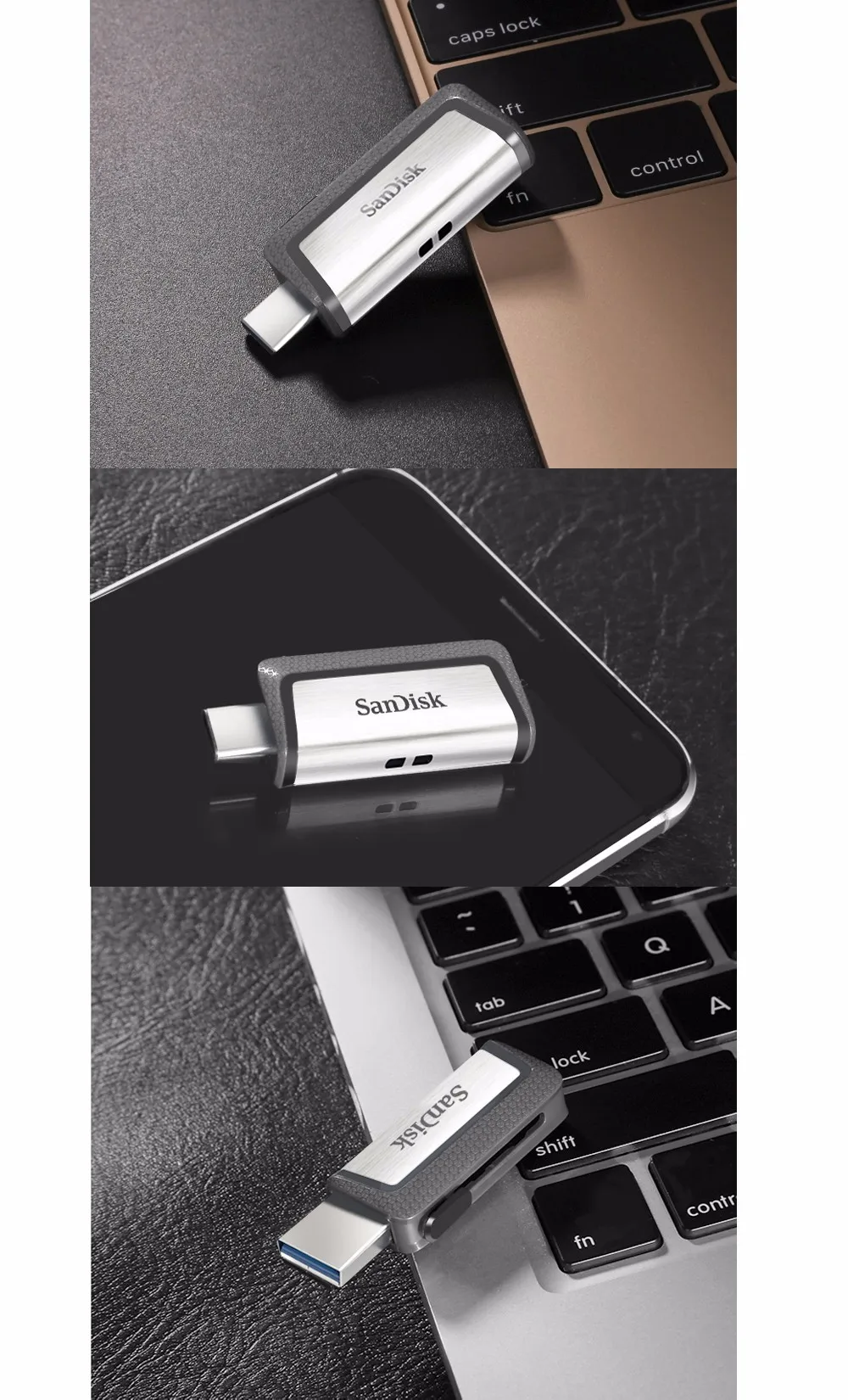 Флеш-накопитель sandisk 128gb 32gb SDDDC2 Extreme type-C USB3.1 16gb Dual OTG USB Flash Drive 64gb usb3.0 USB Stick