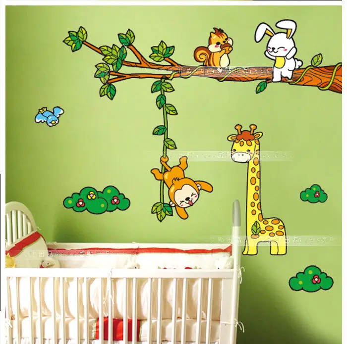 60 x 90 cm large size animals monkey tree wall sticker pvc 60 x 90 cm large size animals monkey tree wall sticker pvc