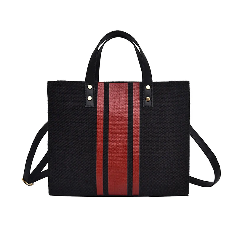 Women Patchwork Handbag INS Popular Female Holiday Canvas Bag Large Lady Korean Shopping Shoulder Bag Beach Fashion Bolsa SS7336 (22)
