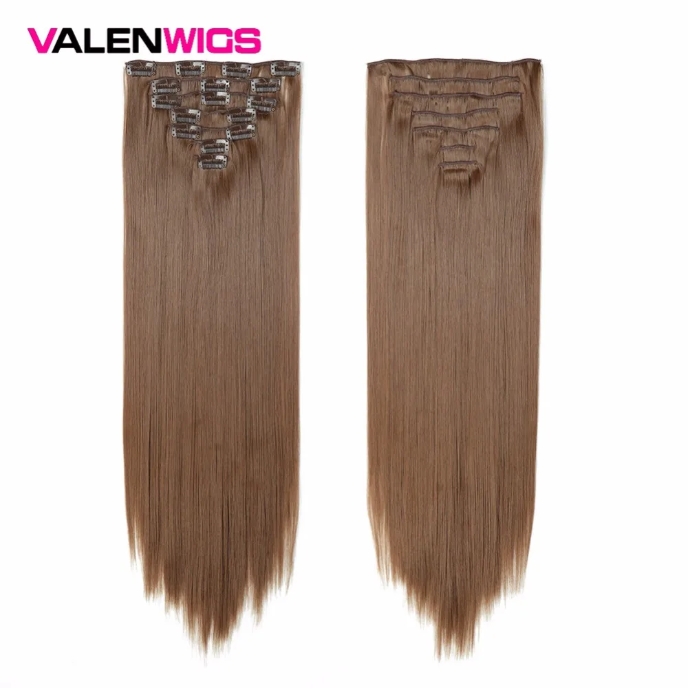 Valenwigs 2" 130 г Синтетические длинные прямые однотонные волосы на заколках высокотемпературные волокна для наращивания волос на всю голову
