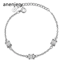 Anenjery, модный бренд, 925 пробы, серебро, циркон, браслет цилиндрической формы для женщин, подарок на день Святого Валентина, свадебные ювелирные изделия, pulseira S-B225